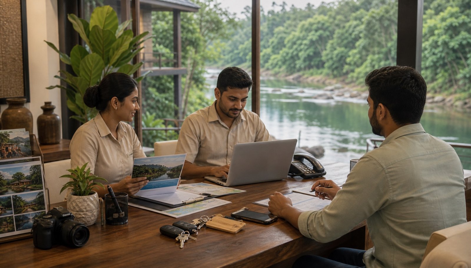 River operations desk supporting Dandeli travel partners.