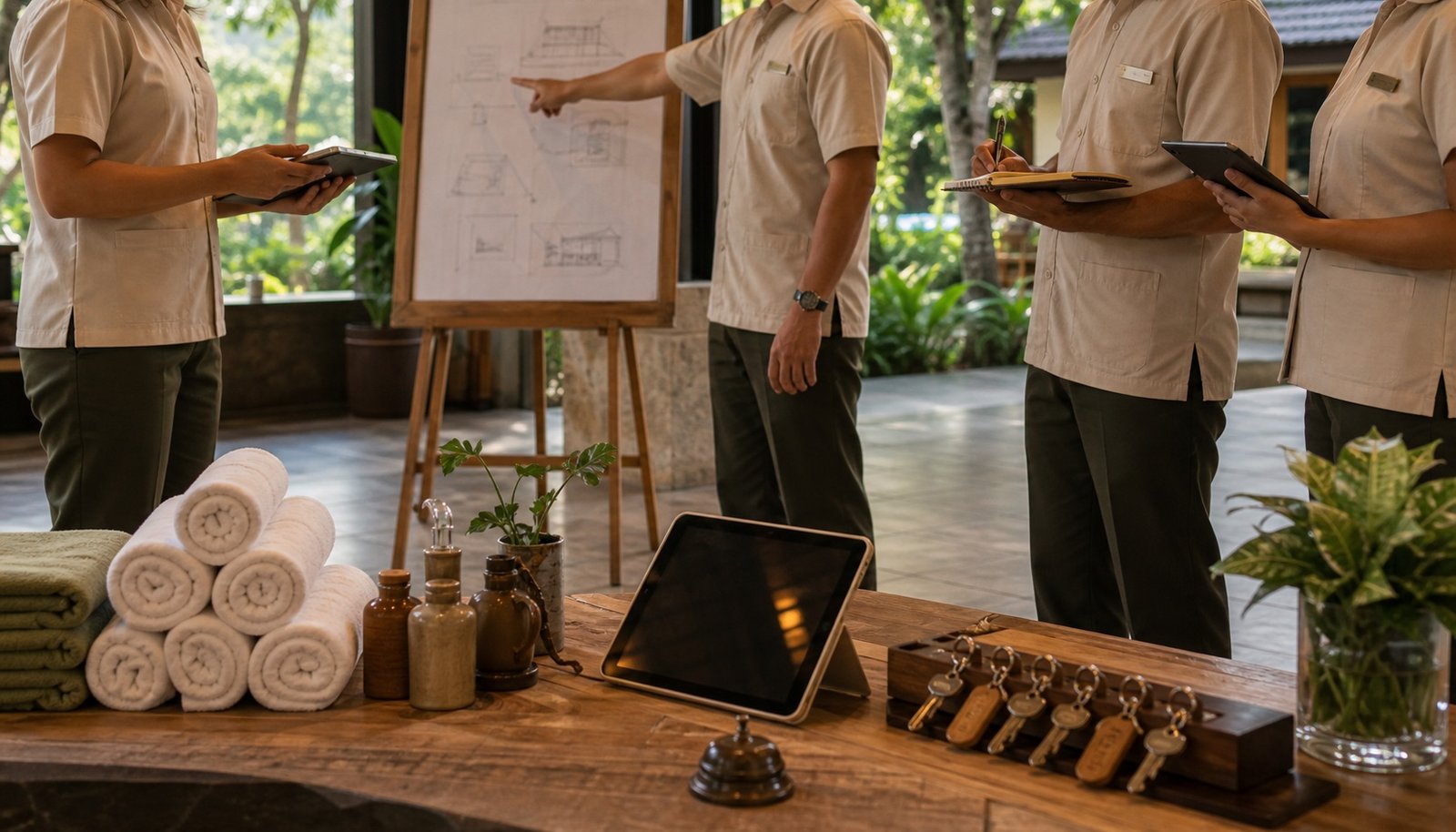 Riverside resort operations in Dandeli.